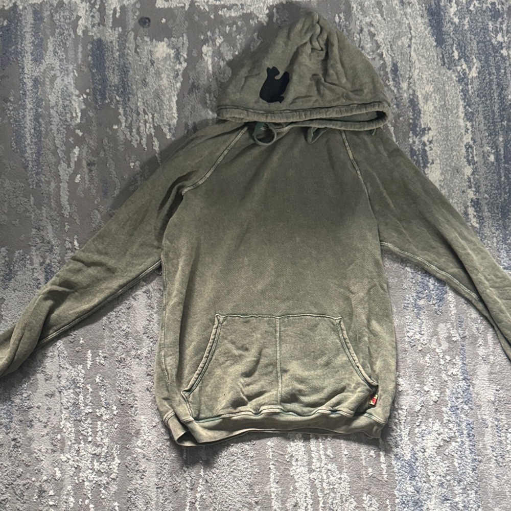 Freecity Sage Green Hoodie with logo on hood.